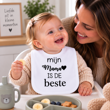 Baby Slabbetje met tekst -  mijn mama is de beste